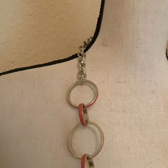 Signed T For Talbots Gold Tone & Reddish Orange Costume Jewelry Necklace - Picture 2 of 12